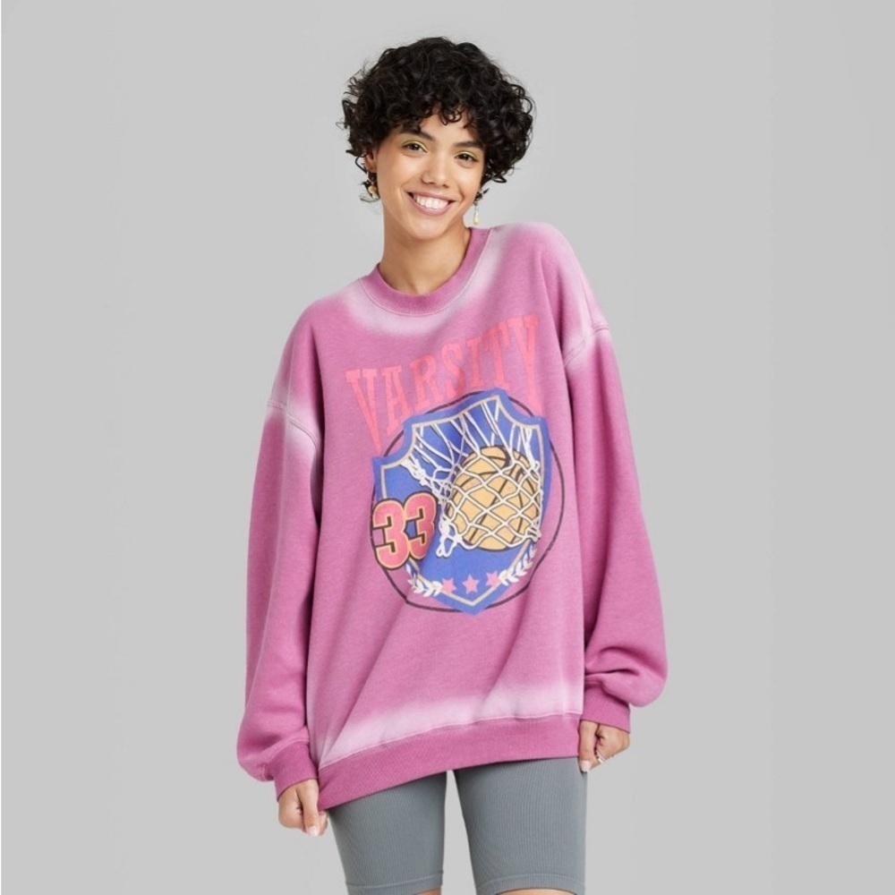Wild fable pink oversized basketball sweatshirt nwt - Picture 2 of 5